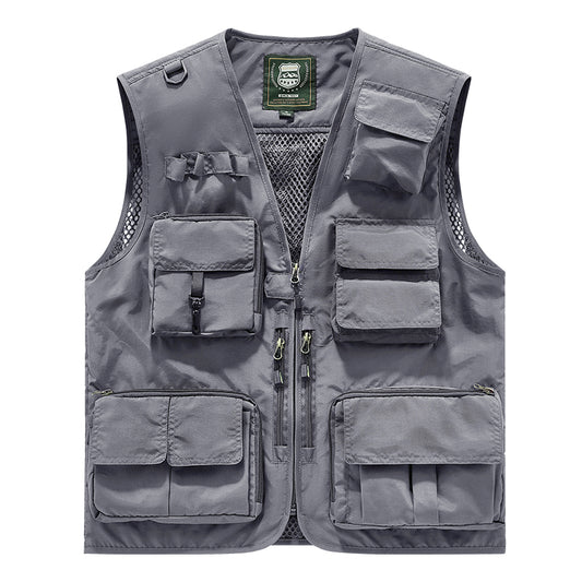 🔥15-Pocket Quick-Dry Fishing Vest | Hiking & Photography Outdoor Gear ✅ Custom Logo/Print ⚡ POD Embroidery Design ✨ Multi-Color 1-Piece Order