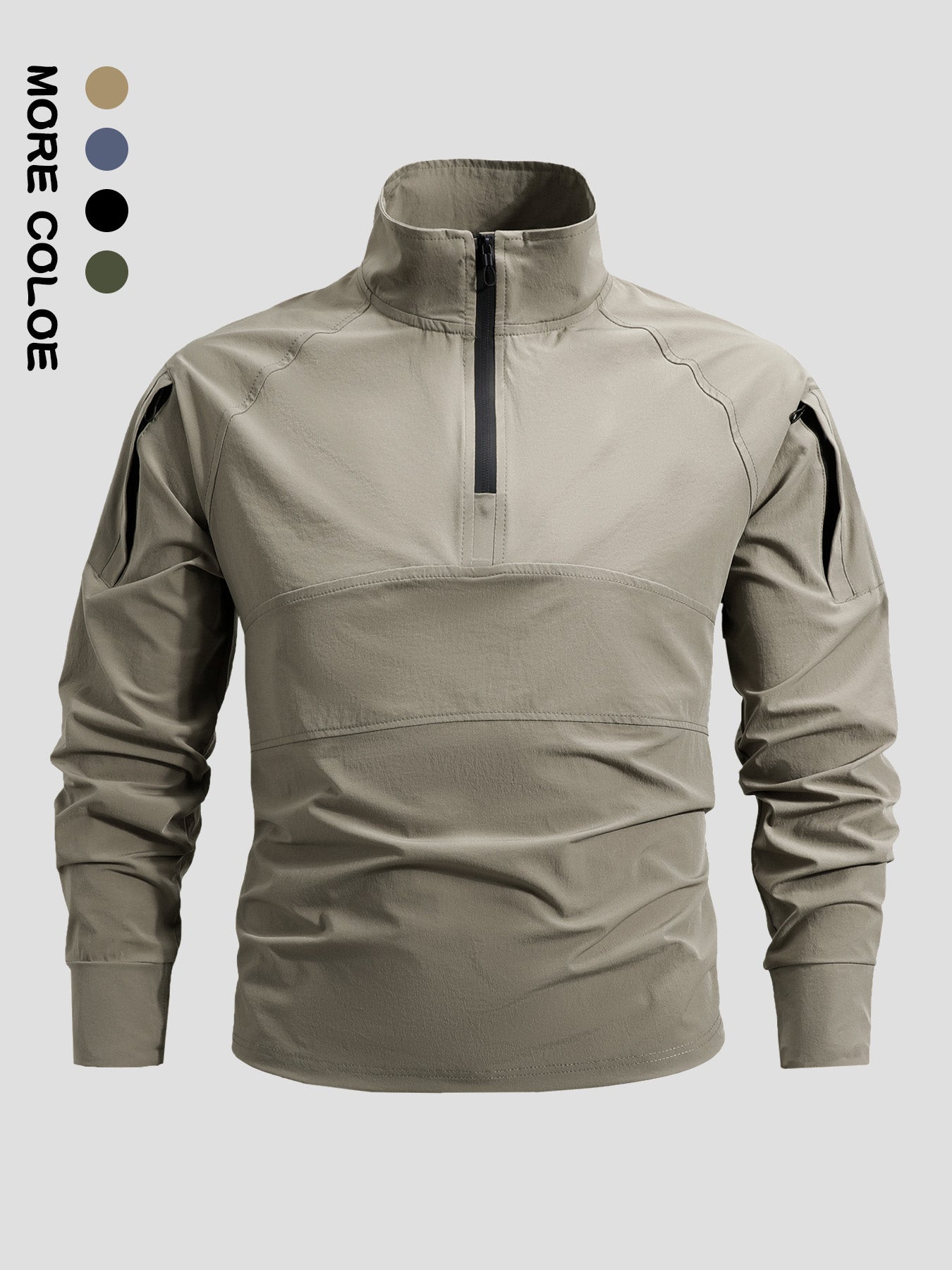 Quick Dry Outdoor Shirt Half Zipper Collar Long Sleeve Large Size Climbing Sports Custom Logo Embroidery Printing Available