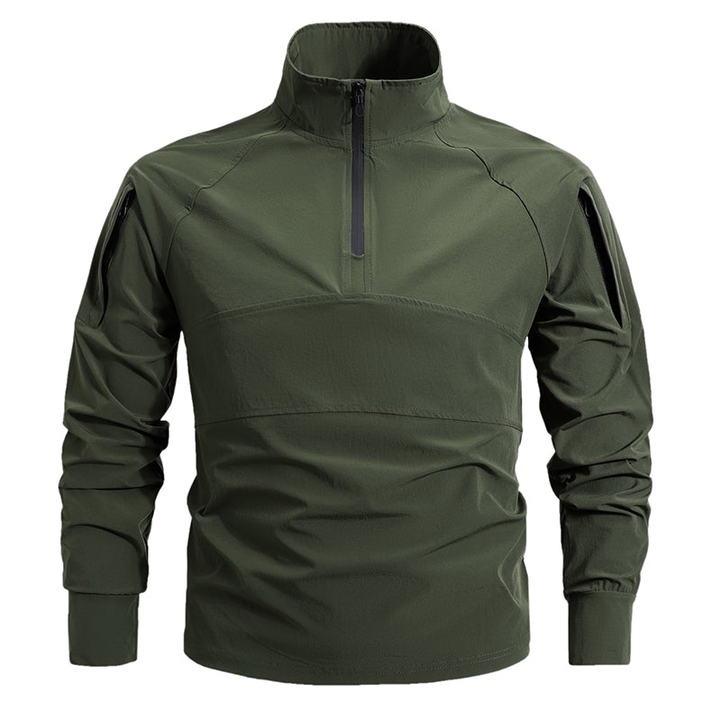 Quick Dry Outdoor Shirt Half Zipper Collar Long Sleeve Large Size Climbing Sports Custom Logo Embroidery Printing Available