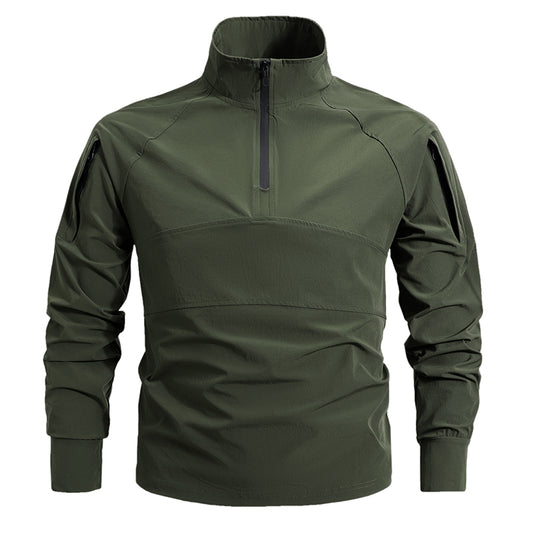 Quick Dry Outdoor Shirt Half Zipper Collar Long Sleeve Large Size Climbing Sports Custom Logo Embroidery Printing Available