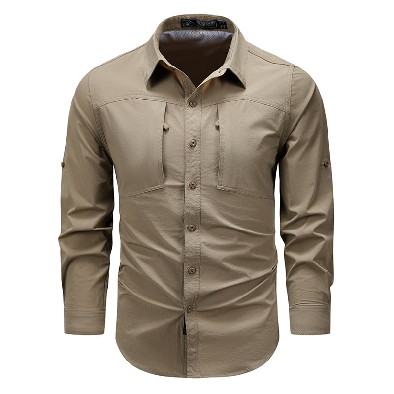 Quick Dry Long Sleeve Shirt Outdoor Nylon Elastic Zipper Pocket Breathable Tactical Thin Shirt For Climbing Sports