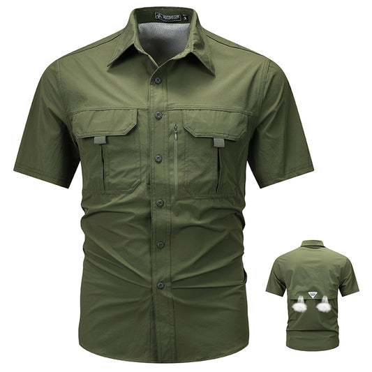 Quick Dry Short Sleeve Shirt Outdoor Sports Work Shirt Large Size Mountain Climbing Custom Logo Embroidery And Printing Available