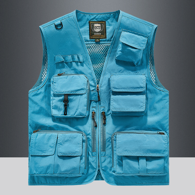 🔥15-Pocket Quick-Dry Fishing Vest | Hiking & Photography Outdoor Gear ✅ Custom Logo/Print ⚡ POD Embroidery Design ✨ Multi-Color 1-Piece Order